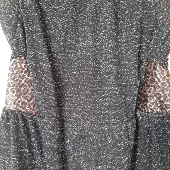 Shimmery Sparkling Sexy Zip Up Black Dress - Picture 3 of 7